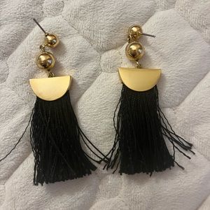 J Crew Gold and black fringe earrings
